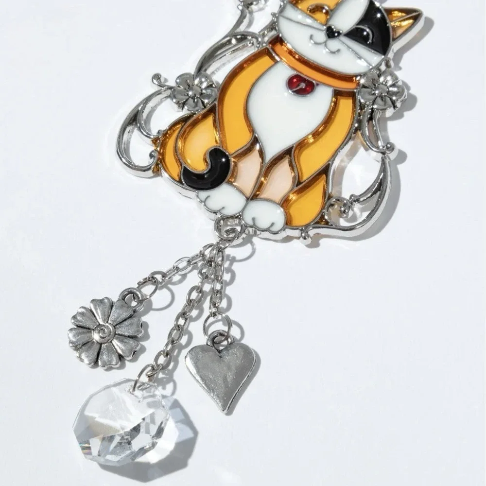 NWT Calico Cat Charm Sun Catcher Mirror Ornament Bag Charm‎ Ganz